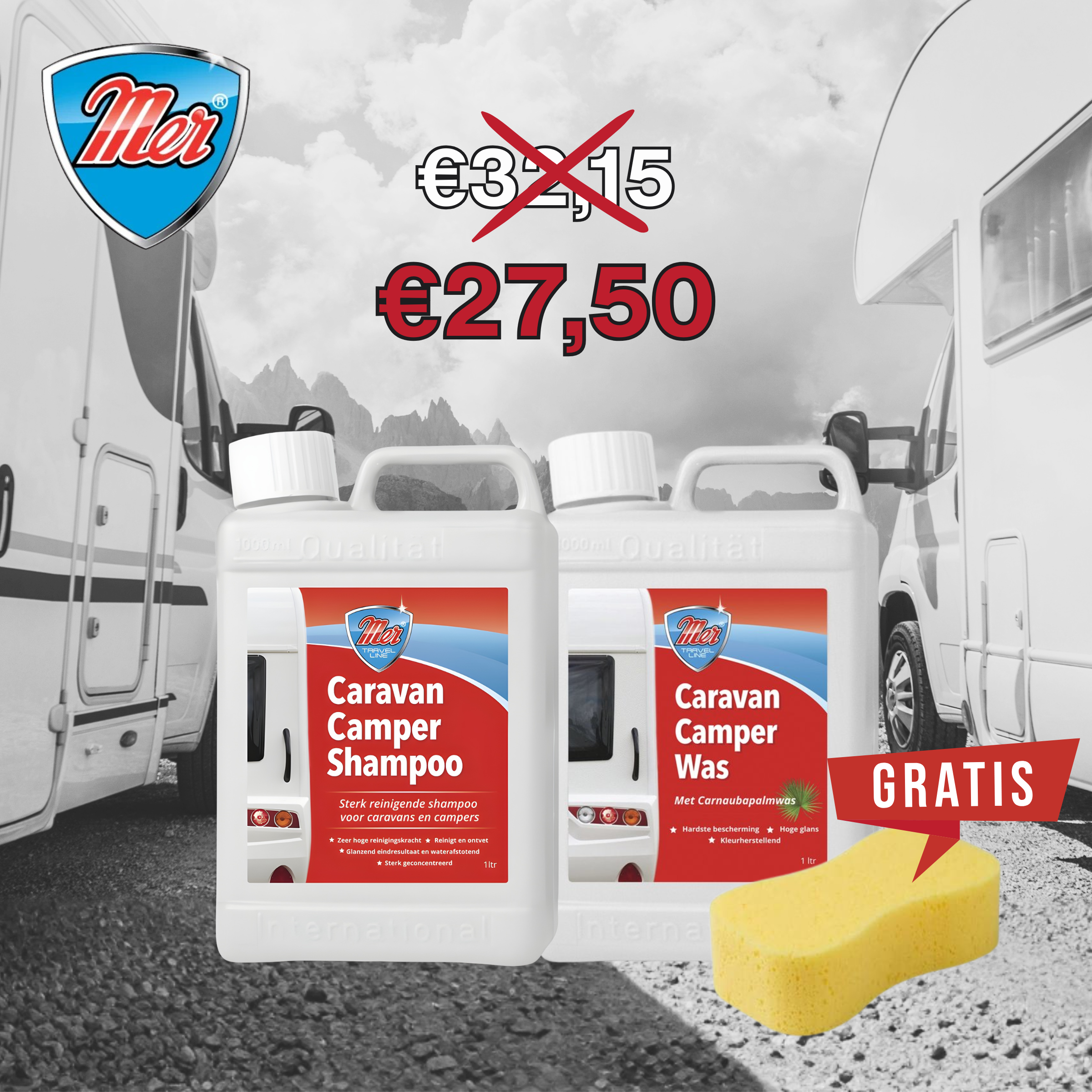 mer original caravan camper was en shampoo actieset met gratis verzending